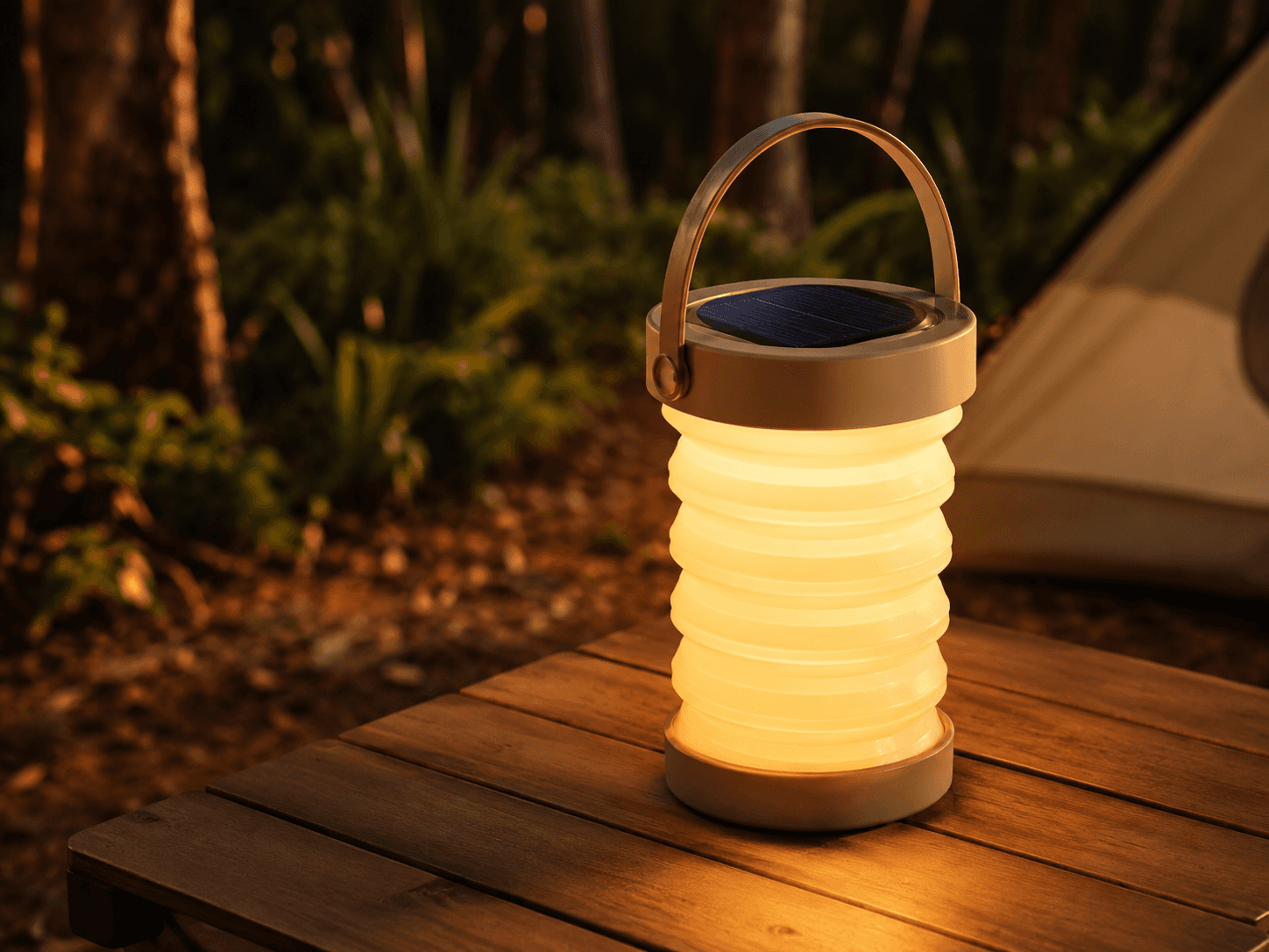 Solar Camping Lantern in an outdoor solar lighting setting