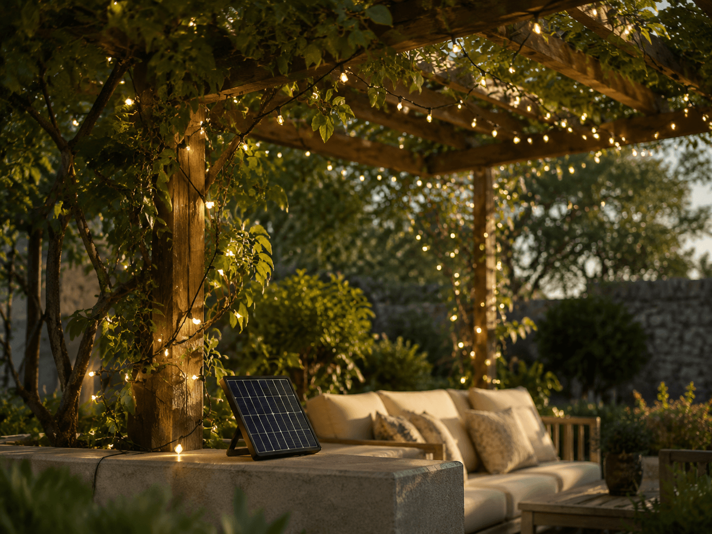 Solar String Light 10m in an outdoor solar lighting setting